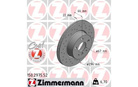 Disque de frein 150.2975.52 Zimmermann