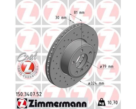 Disque de frein 150.3407.52 Zimmermann, Image 2
