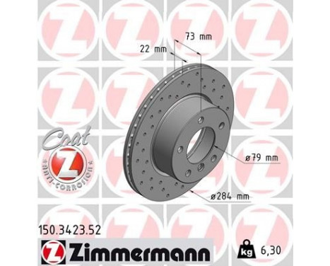 Disque de frein 150.3423.52 Zimmermann, Image 2
