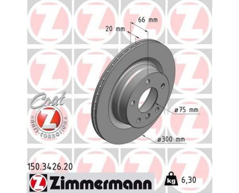 Disque de frein 150.3426.20 Zimmermann, Image 2