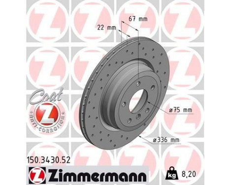 Disque de frein 150.3430.52 Zimmermann, Image 2