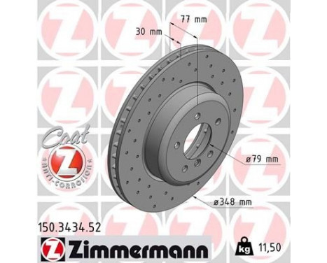 Disque de frein 150.3434.52 Zimmermann, Image 2