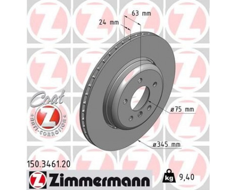 Disque de frein 150.3461.20 Zimmermann, Image 2