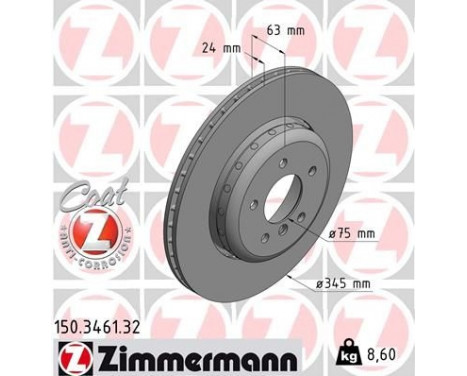 Disque de frein 150.3461.32 Zimmermann, Image 2