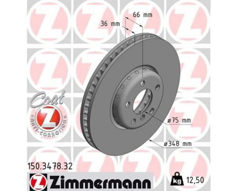 Disque de frein 150.3478.32 Zimmermann, Image 2