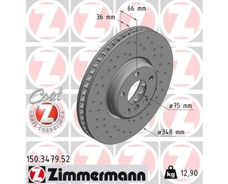 Disque de frein 150.3479.52 Zimmermann, Image 2
