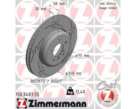 Disque de frein 150.3483.55 Zimmermann, Image 2