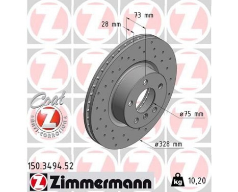 Disque de frein 150.3494.52 Zimmermann, Image 2