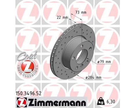 Disque de frein 150.3496.52 Zimmermann, Image 2