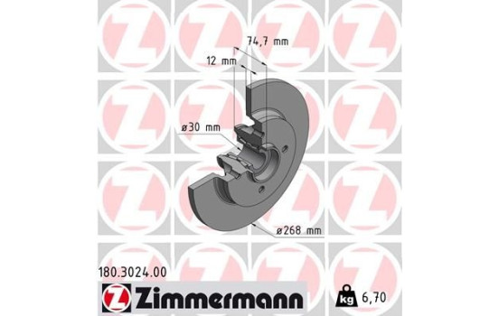 Disque de frein 180.3024.00 Zimmermann