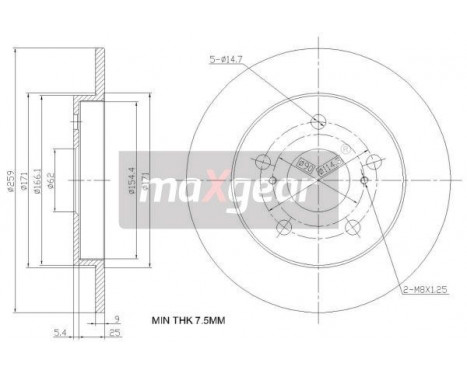 Disque de frein 19-2467 Maxgear, Image 2