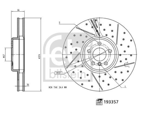 Disque de frein 193357 FEBI