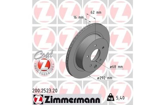 Disque de frein 200.2523.20 Zimmermann