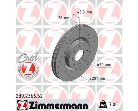 Disque de frein 230.2366.52 Zimmermann, Image 2