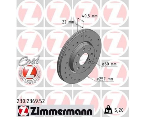 Disque de frein 230.2369.52 Zimmermann, Image 2