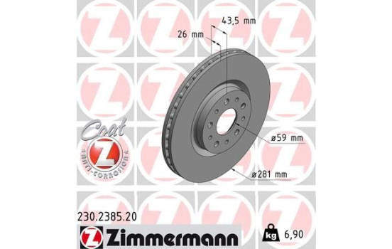 Disque de frein 230.2385.20 Zimmermann