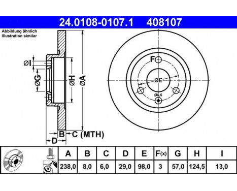 Disque de frein 24.0108-0107.1 ATE, Image 2