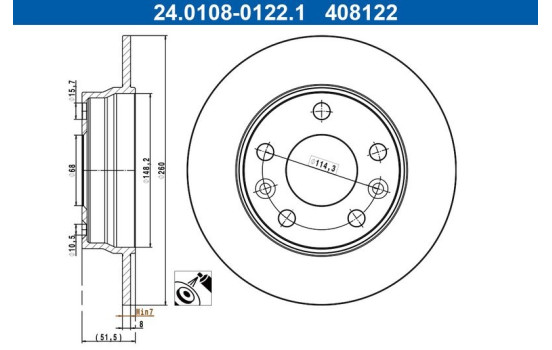 Disque de frein 24.0108-0122.1 ATE