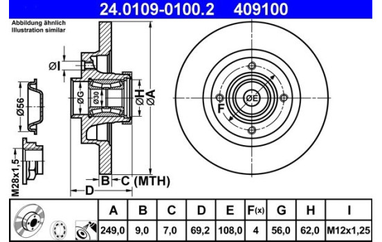 Disque de frein 24.0109-0100.2 ATE, Image 2