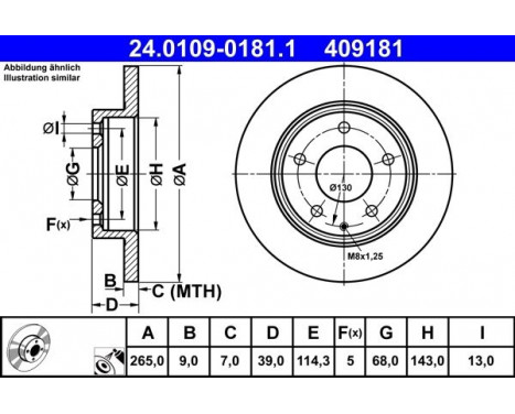 Disque de frein 24.0109-0181.1 ATE