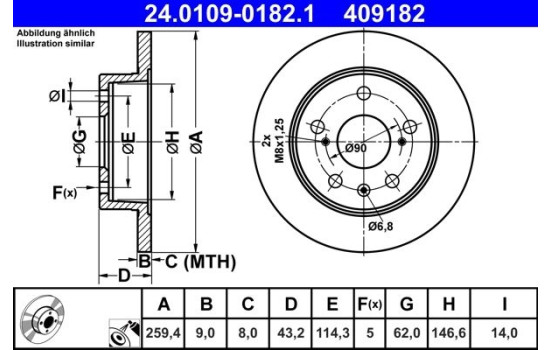 Disque de frein 24.0109-0182.1 ATE
