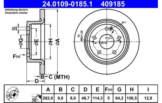 Disque de frein 24.0109-0185.1 ATE