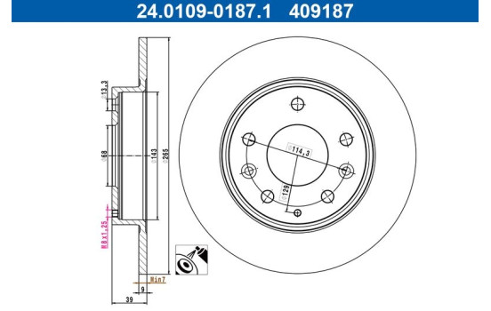 Disque de frein 24.0109-0187.1 ATE