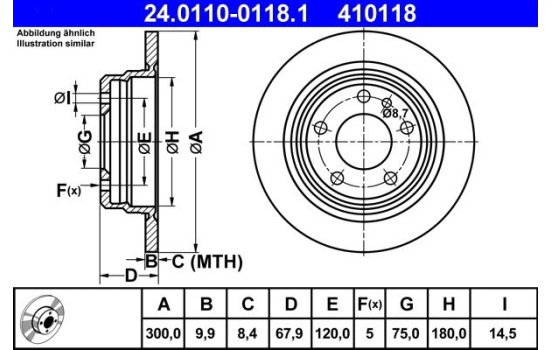 Disque de frein 24.0110-0118.1 ATE, Image 2
