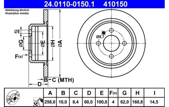 Disque de frein 24.0110-0150.1 ATE, Image 3