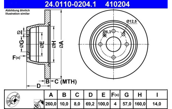 Disque de frein 24.0110-0204.1 ATE, Image 2