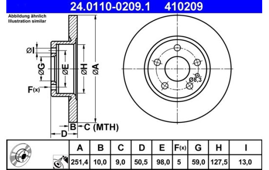 Disque de frein 24.0110-0209.1 ATE, Image 2