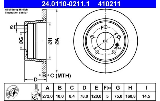 Disque de frein 24.0110-0211.1 ATE, Image 2