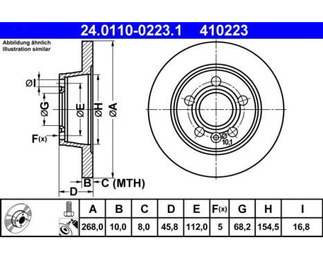 Disque de frein 24.0110-0223.1 ATE, Image 2