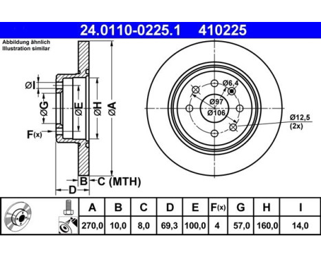 Disque de frein 24.0110-0225.1 ATE, Image 2