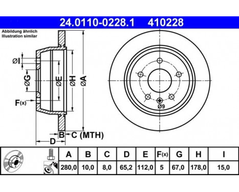 Disque de frein 24.0110-0228.1 ATE, Image 2