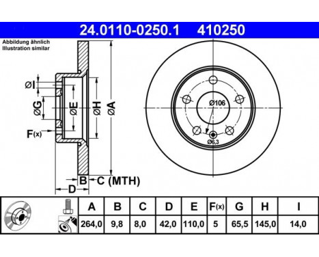 Disque de frein 24.0110-0250.1 ATE, Image 3