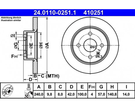 Disque de frein 24.0110-0251.1 ATE, Image 2