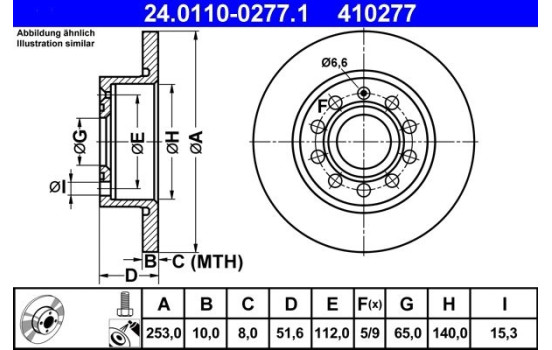 Disque de frein 24.0110-0277.1 ATE, Image 2
