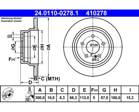 Disque de frein 24.0110-0278.1 ATE, Image 3