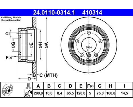 Disque de frein 24.0110-0314.1 ATE, Image 3