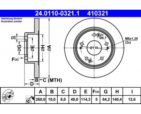 Disque de frein 24.0110-0321.1 ATE, Image 3