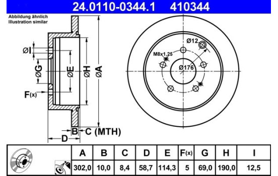 Disque de frein 24.0110-0344.1 ATE