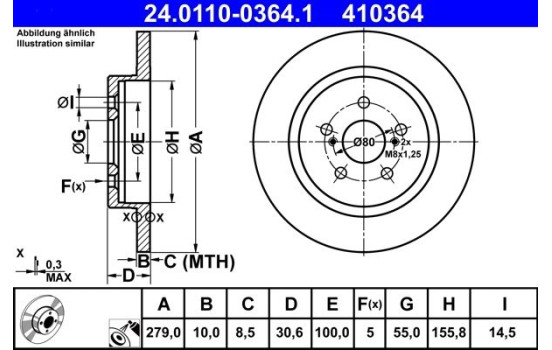 Disque de frein 24.0110-0364.1 ATE