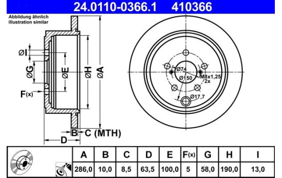 Disque de frein 24.0110-0366.1 ATE