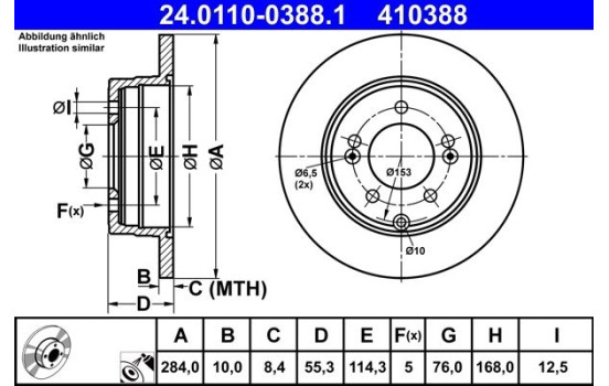 Disque de frein 24.0110-0388.1 ATE
