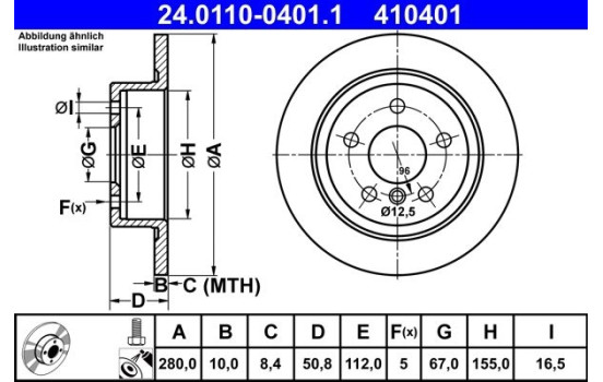 Disque de frein 24.0110-0401.1 ATE