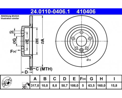 Disque de frein 24.0110-0406.1 ATE