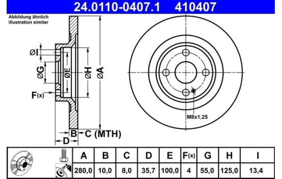 Disque de frein 24.0110-0407.1 ATE