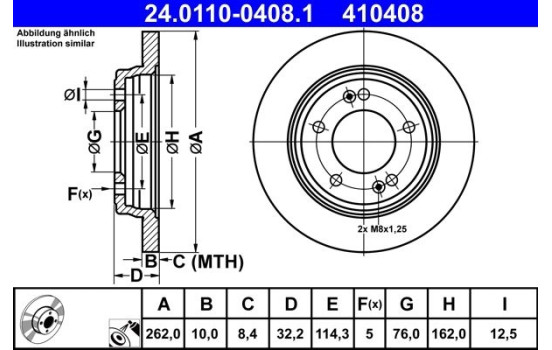 Disque de frein 24.0110-0408.1 ATE
