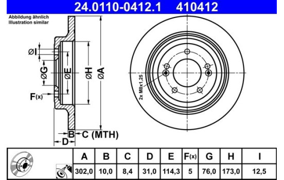 Disque de frein 24.0110-0412.1 ATE
